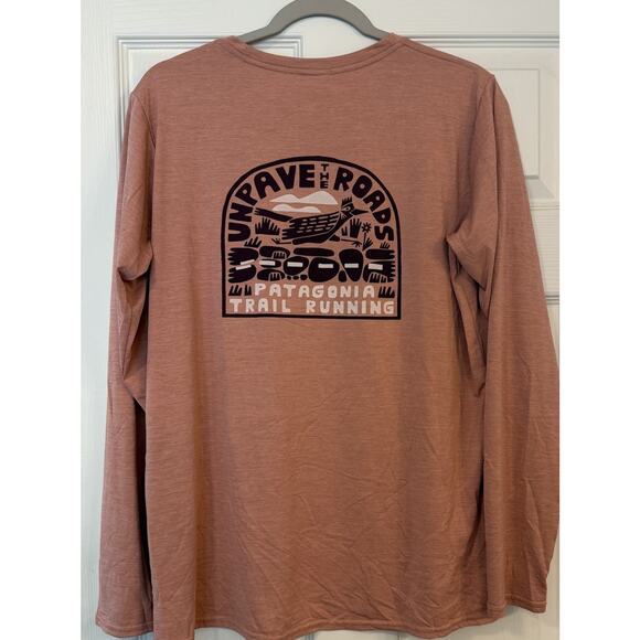 Patagonia Tops - Patagonia Women’s Capilene Shirt XL Sunfade Pink Unpave The Roads Performance T